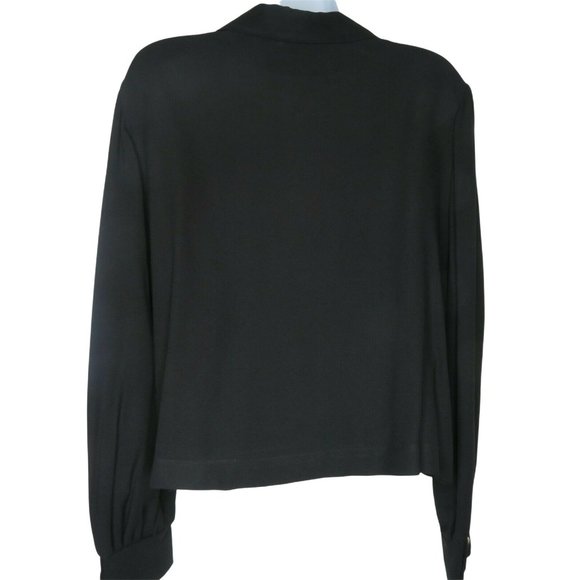 Vintage 70s Koret of California Black Button Up Blouse M Crystal Buttons Retro - Picture 5 of 12